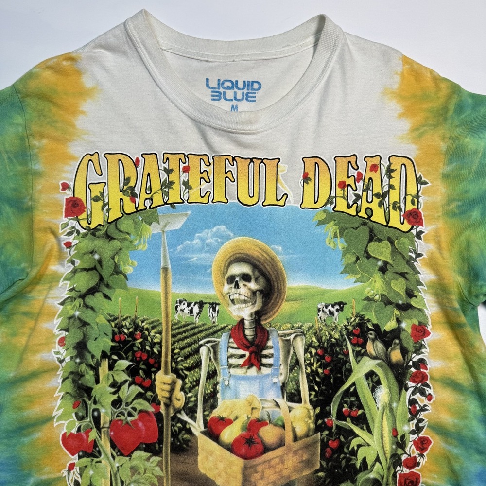 Vintage Grateful Dead Liquid Blue Shirt Mens Medium Tie Dye 1998 Keep It Green